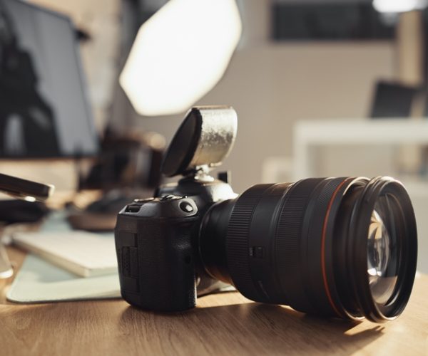 Home studio,,empty,and,camera,equipment,closeup,for,creative,photoshoot,,recording